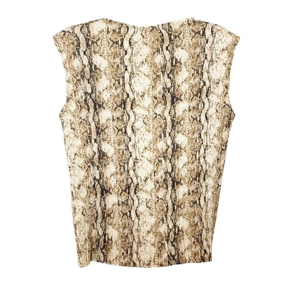 Sandro Ferrone Women’s Snake Skin Print Sleeveless Pleated Silk Blouse Top S/M - Picture 5 of 8